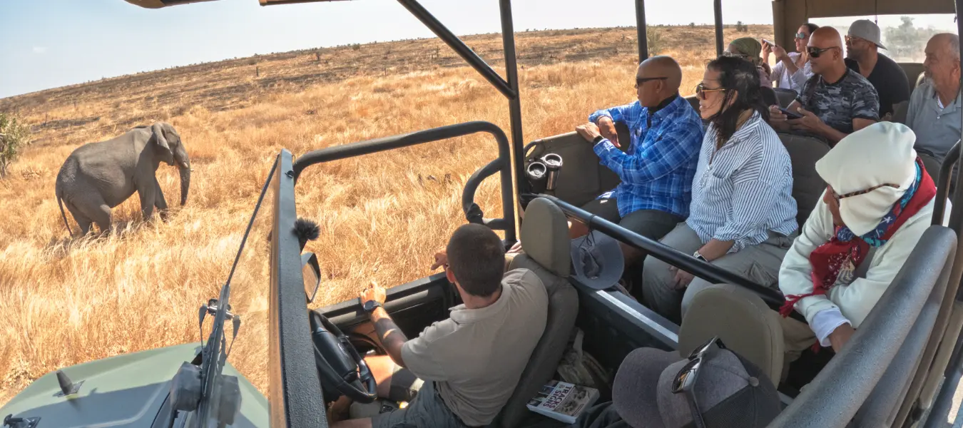 Buya Buya safari vehicle with guests, Kruger National Park